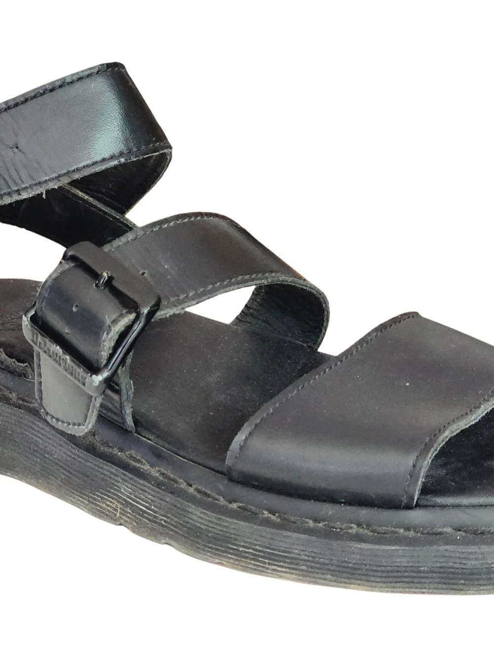 Dr. Martens Women's Black Leather Triple-Strap‎ Sandals